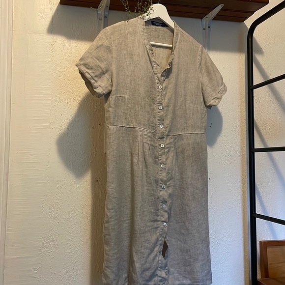 Oatmeal Coloured Babydoll Linen Dress - Picture 2 of 4